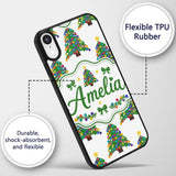Colorful Christmas Tree with Bright Baubles and Custom Name Protective Phone Case Mobile Cover Durable Everyday Smartphone Shock Resistant