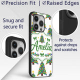 Colorful Christmas Tree with Bright Baubles and Custom Name Protective Phone Case Mobile Cover Durable Everyday Smartphone Shock Resistant