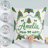 Custom Name Colorful Christmas Tree with Bright Baubles and Star Square Filled Cushion Throw Pillow Sofa Bed Home Decor Zip Washable UK Made