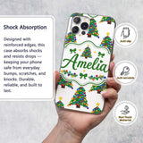 Colorful Christmas Tree with Bright Baubles and Custom Name Protective Phone Case Mobile Cover Durable Everyday Smartphone Shock Resistant