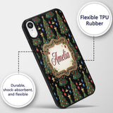 Christmas Trees with Golden Stars and Ornaments Custom Name Protective Phone Case Mobile Cover Durable Everyday Smartphone Shock Resistant