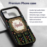 Christmas Trees with Golden Stars and Ornaments Custom Name Protective Phone Case Mobile Cover Durable Everyday Smartphone Shock Resistant
