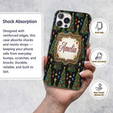 Christmas Trees with Golden Stars and Ornaments Custom Name Protective Phone Case Mobile Cover Durable Everyday Smartphone Shock Resistant