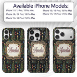 Christmas Trees with Golden Stars and Ornaments Custom Name Protective Phone Case Mobile Cover Durable Everyday Smartphone Shock Resistant