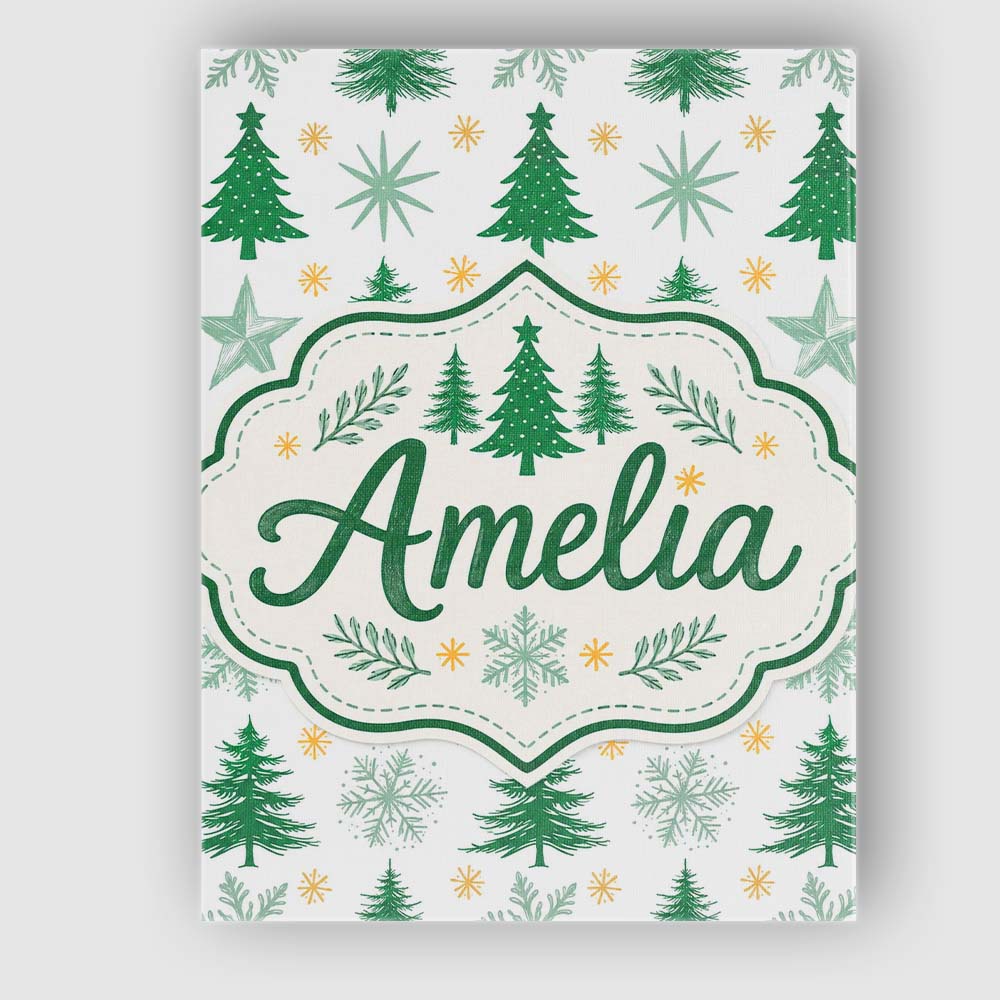Personalised Name Minimal Christmas Trees Custom  Unique Gift Idea Elegant Feature Canvas Wall Art Print Decor Picture Ready to Hang