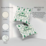 Custom Name Minimal Christmas Trees with Snowflakes and Seamless Square Filled Cushion Throw Pillow Sofa Bed Home Decor Zip Washable UK Made
