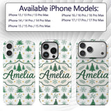 Minimal Christmas Trees with Decorative Design Custom Name Protective Phone Case Mobile Cover Durable Everyday Smartphone Shock Resistant