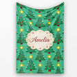 Festive Christmas Trees with Yellow Stars on Green Background Lovely  Personalised Custom Name Super Soft Fleece Blanket Bed Sofa Throw