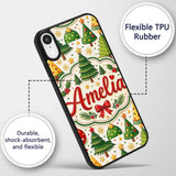 Stylized Christmas Trees with Printed Design Custom Name Protective Phone Case Mobile Cover Durable Everyday Smartphone Shock Resistant