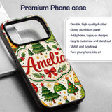 Stylized Christmas Trees with Printed Design Custom Name Protective Phone Case Mobile Cover Durable Everyday Smartphone Shock Resistant