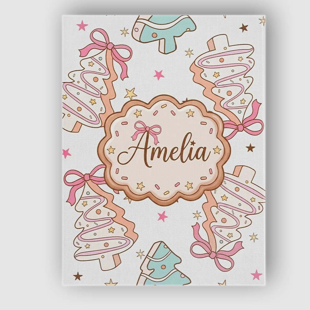 Personalised Name Cute Christmas Tree Custom Modern Room Accent Creative Decorator Style Canvas Wall Art Print Decor Picture Ready to Hang