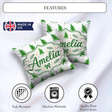 Custom Name Minimal Christmas with Yellow Lights Simple Seamless Square Filled Cushion Throw Pillow Sofa Bed Home Decor Zip Washable UK Made