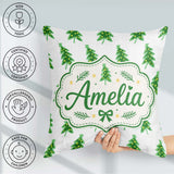 Custom Name Minimal Christmas with Yellow Lights Simple Seamless Square Filled Cushion Throw Pillow Sofa Bed Home Decor Zip Washable UK Made