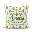 Custom Name Watercolor Christmas Trees with Star Toppers Festive Square Filled Cushion Throw Pillow Sofa Bed Home Decor Zip Washable UK Made