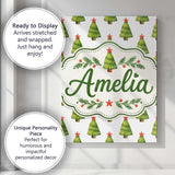Personalised Name Watercolor Christmas Custom  Modern Room Accent Elegant Feature Canvas Wall Art Print Decor Picture Ready to Hang