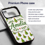 Watercolor Christmas Trees with Red Star Toppers Custom Name Protective Phone Case Mobile Cover Durable Everyday Smartphone Shock Resistant