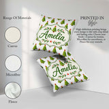 Custom Name Watercolor Christmas Trees with Star Toppers Festive Square Filled Cushion Throw Pillow Sofa Bed Home Decor Zip Washable UK Made