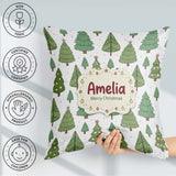 Custom Name Style Christmas Trees with Ornaments Cute Seamless Square Filled Cushion Throw Pillow Sofa Bed Home Decor Zip Washable UK Made
