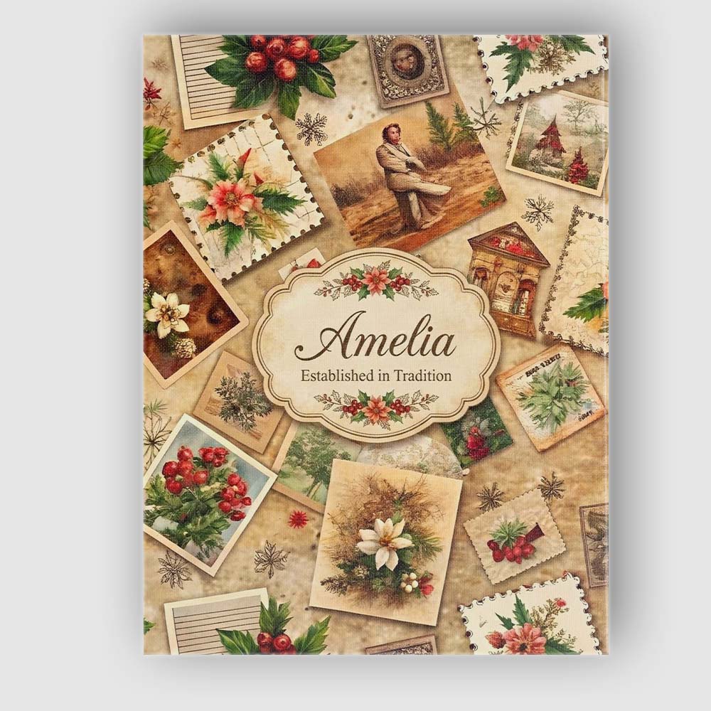 Personalised Name Antique Christmas Collage Custom  Bespoke Interior Contemporary Canvas Wall Art Print Decor Picture Ready to Hang