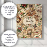Personalised Name Antique Christmas Collage Custom  Bespoke Interior Contemporary Canvas Wall Art Print Decor Picture Ready to Hang