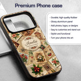 Antique Christmas Collage with Floral Cards and Custom Name Protective Phone Case Mobile Cover Durable Everyday Smartphone Shock Resistant