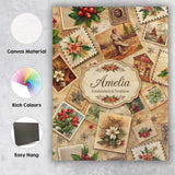 Personalised Name Antique Christmas Collage Custom  Bespoke Interior Contemporary Canvas Wall Art Print Decor Picture Ready to Hang