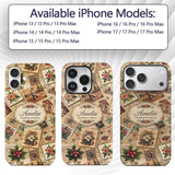 Antique Christmas Collage with Floral Cards and Custom Name Protective Phone Case Mobile Cover Durable Everyday Smartphone Shock Resistant