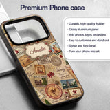 Vintage Christmas Ephemera with Letters Stamps Custom Name Protective Phone Case Mobile Cover Durable Everyday Smartphone Shock Resistant