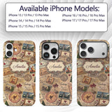 Vintage Christmas Ephemera with Letters Stamps Custom Name Protective Phone Case Mobile Cover Durable Everyday Smartphone Shock Resistant