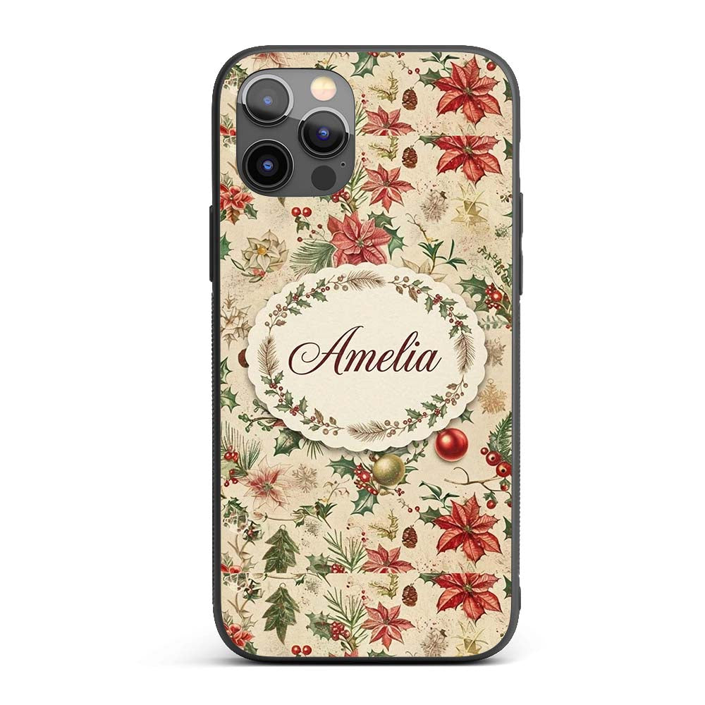 Vintage Christmas Ornaments with Printed Design Custom Name Protective Phone Case Mobile Cover Durable Everyday Smartphone Shock Resistant