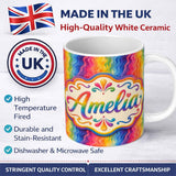 Personalized Custom Name Abstract Rainbow Wavy Gradient Flow Seamless Pattern Lovely 11oz Ceramic Coffee Tea Mug White Large Handle