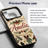Festive Christmas Collage with Vintage Cards Bows Custom Name Protective Phone Case Mobile Cover Durable Everyday Smartphone Shock Resistant