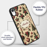 Vintage Christmas Ornaments Candy Canes Holly Custom Name Protective Phone Case Mobile Cover Durable Everyday Smartphone Shock Resistant