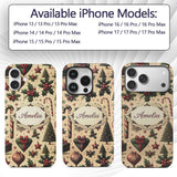 Vintage Christmas Ornaments Candy Canes Holly Custom Name Protective Phone Case Mobile Cover Durable Everyday Smartphone Shock Resistant