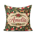 Custom Name Christmas Santa Reindeer Gifts and Elements Seamless Square Filled Cushion Throw Pillow Sofa Bed Home Decor Zip Washable UK Made