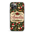 Cute Christmas Santa Reindeer Gifts and Holiday Custom Name Protective Phone Case Mobile Cover Durable Everyday Smartphone Shock Resistant