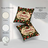 Custom Name Christmas Santa Reindeer Gifts and Elements Seamless Square Filled Cushion Throw Pillow Sofa Bed Home Decor Zip Washable UK Made