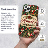 Cute Christmas Santa Reindeer Gifts and Holiday Custom Name Protective Phone Case Mobile Cover Durable Everyday Smartphone Shock Resistant