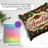 Custom Name Christmas Santa Reindeer Gifts and Elements Seamless Square Filled Cushion Throw Pillow Sofa Bed Home Decor Zip Washable UK Made