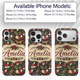 Cute Christmas Santa Reindeer Gifts and Holiday Custom Name Protective Phone Case Mobile Cover Durable Everyday Smartphone Shock Resistant