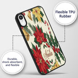 Vintage Holly Leaves Bells Poinsettia and Festive Custom Name Protective Phone Case Mobile Cover Durable Everyday Smartphone Shock Resistant