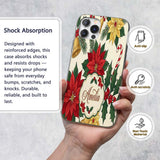 Vintage Holly Leaves Bells Poinsettia and Festive Custom Name Protective Phone Case Mobile Cover Durable Everyday Smartphone Shock Resistant