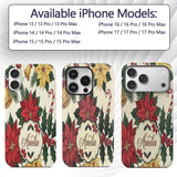 Vintage Holly Leaves Bells Poinsettia and Festive Custom Name Protective Phone Case Mobile Cover Durable Everyday Smartphone Shock Resistant