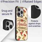 Festive Christmas Stockings Holly Berries and Custom Name Protective Phone Case Mobile Cover Durable Everyday Smartphone Shock Resistant