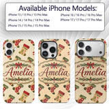 Festive Christmas Stockings Holly Berries and Custom Name Protective Phone Case Mobile Cover Durable Everyday Smartphone Shock Resistant