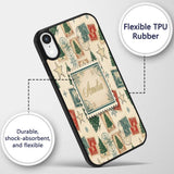 Vintage Christmas Postcards Stamps and Winter Custom Name Protective Phone Case Mobile Cover Durable Everyday Smartphone Shock Resistant