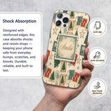 Vintage Christmas Postcards Stamps and Winter Custom Name Protective Phone Case Mobile Cover Durable Everyday Smartphone Shock Resistant