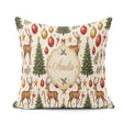 Custom Name Reindeer Christmas Trees Baubles and Festive Holiday Square Filled Cushion Throw Pillow Sofa Bed Home Decor Zip Washable UK Made