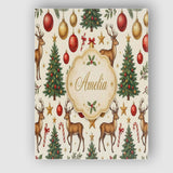 Personalised Name Cute Reindeer Christmas Custom  Unique Gift Idea Elegant Feature Canvas Wall Art Print Decor Picture Ready to Hang