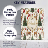 Personalised Name Cute Reindeer Christmas Custom  Unique Gift Idea Elegant Feature Canvas Wall Art Print Decor Picture Ready to Hang